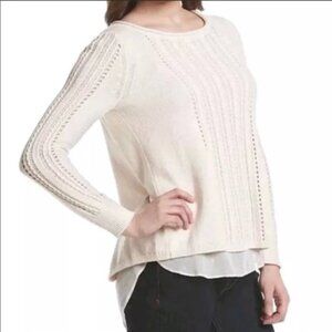 Lucky Brand Layer Look Split Back Knit Sweater Sm